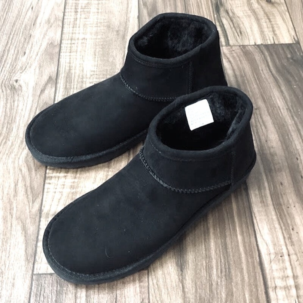 Arizona Jean Co AZ Spring Black Faux Fur Lined Memory Foam Ankle Boots 10M NEW